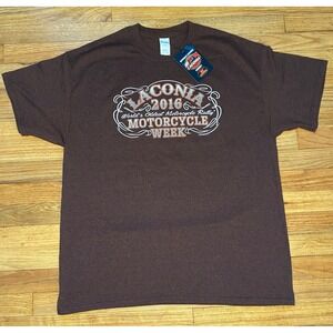Laconia Motorcycle Week T-Shirt Mens XL Brown NWT 2016 Rally Weirs Beach NH
